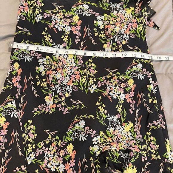 NWT Forever 21 Ruffle Fringe Mini Dress Charcoal Gray Floral Strappy Size Small - Picture 11 of 13